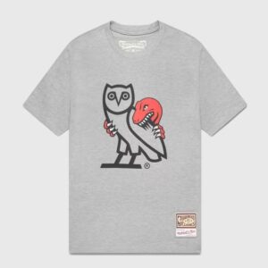 Ovo® x Mitchell and Ness 95 Raptors Og Owl T shirt-Grey